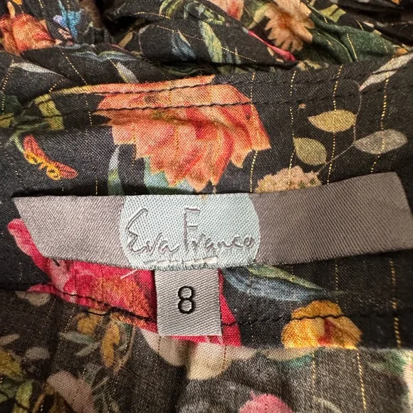 Anthropologie Eva Franco Blouse Black Floral Flowy Boho Shabby Chic - Picture 12 of 13